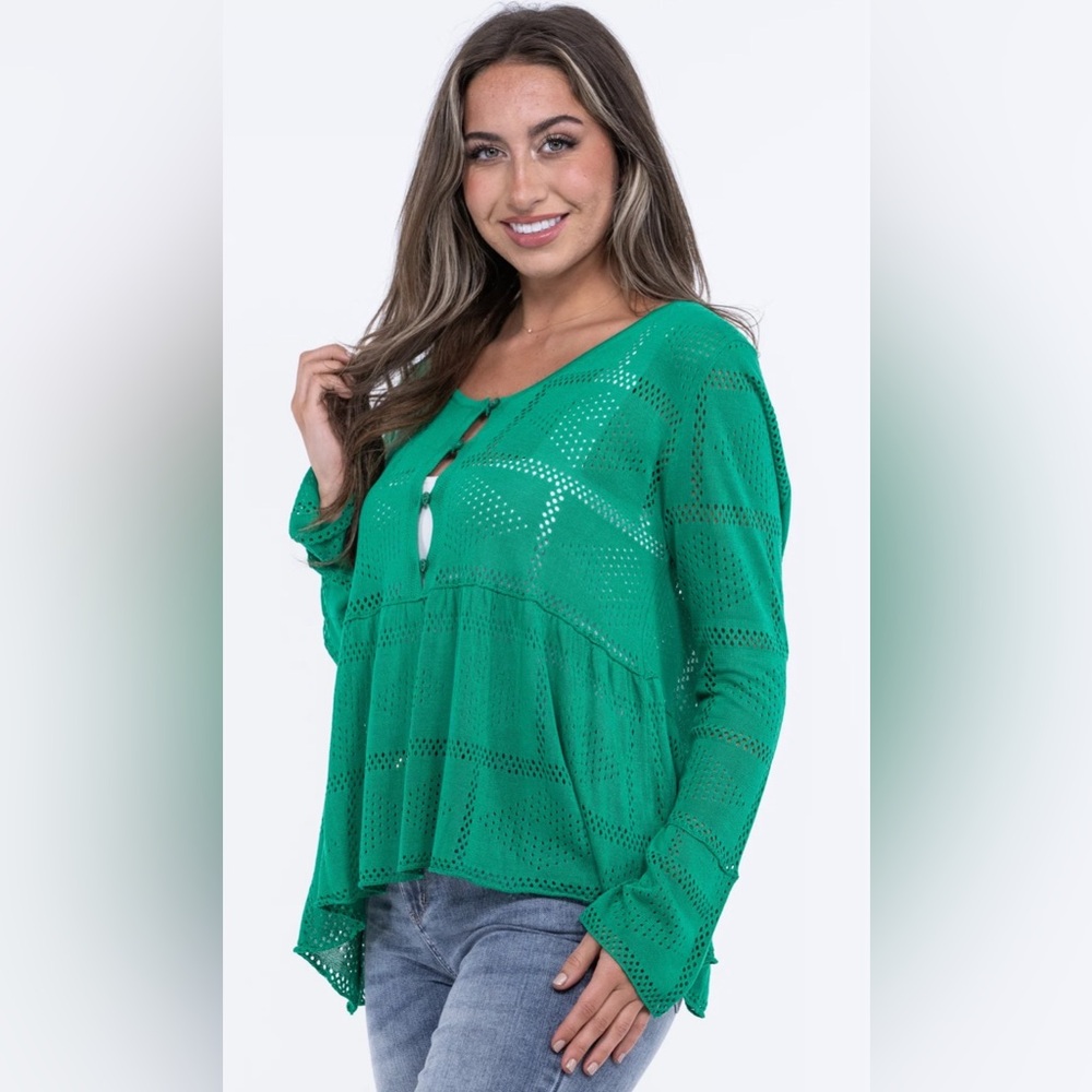 Bibi Women’s Green Open Knit Sweater